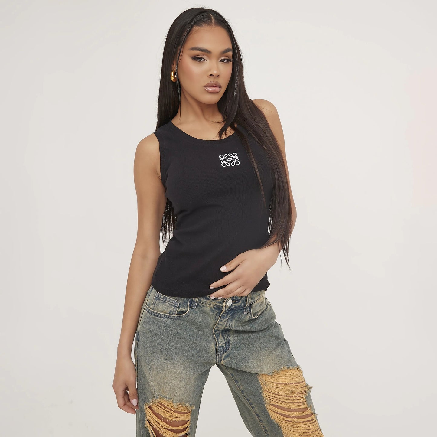 Tanktop - Minimalistisch - Zijdeachtig Katoen - Perfect voor Zomeruitstapjes - Zwart / S - Women’s Fashion > Tops >